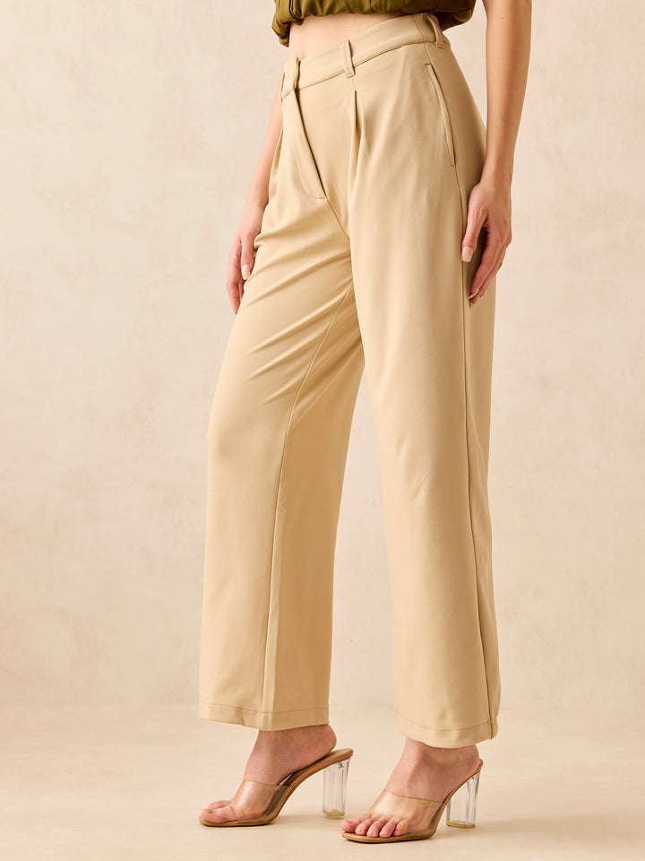 Brown High Waisted Wide Leg Trousers