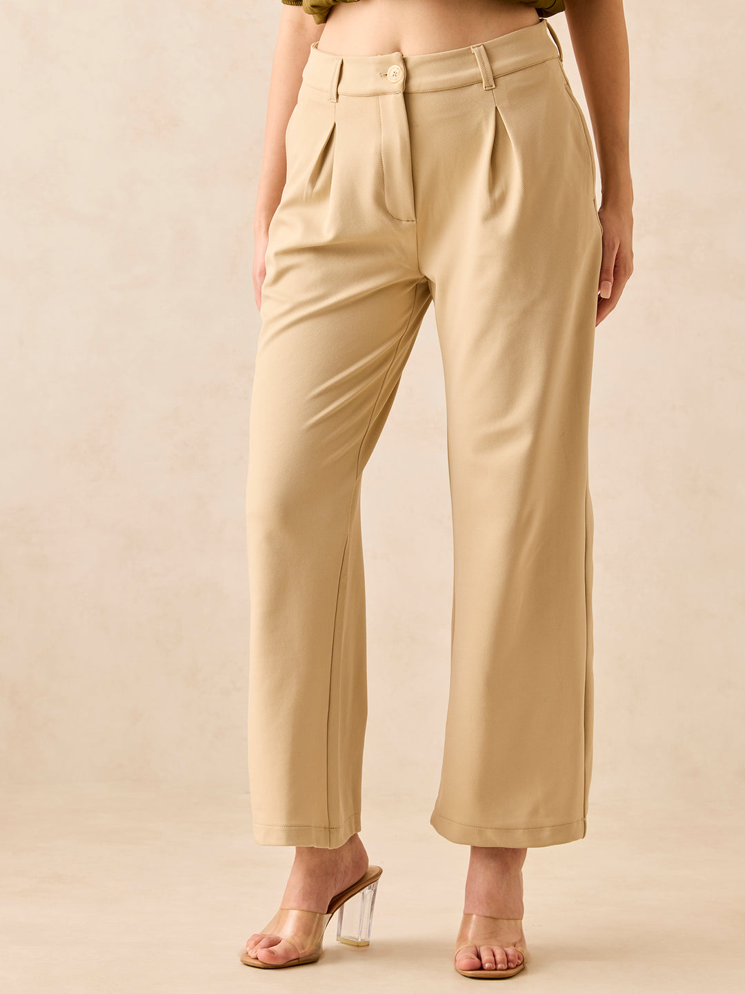 Brown High Waisted Wide Leg Trousers
