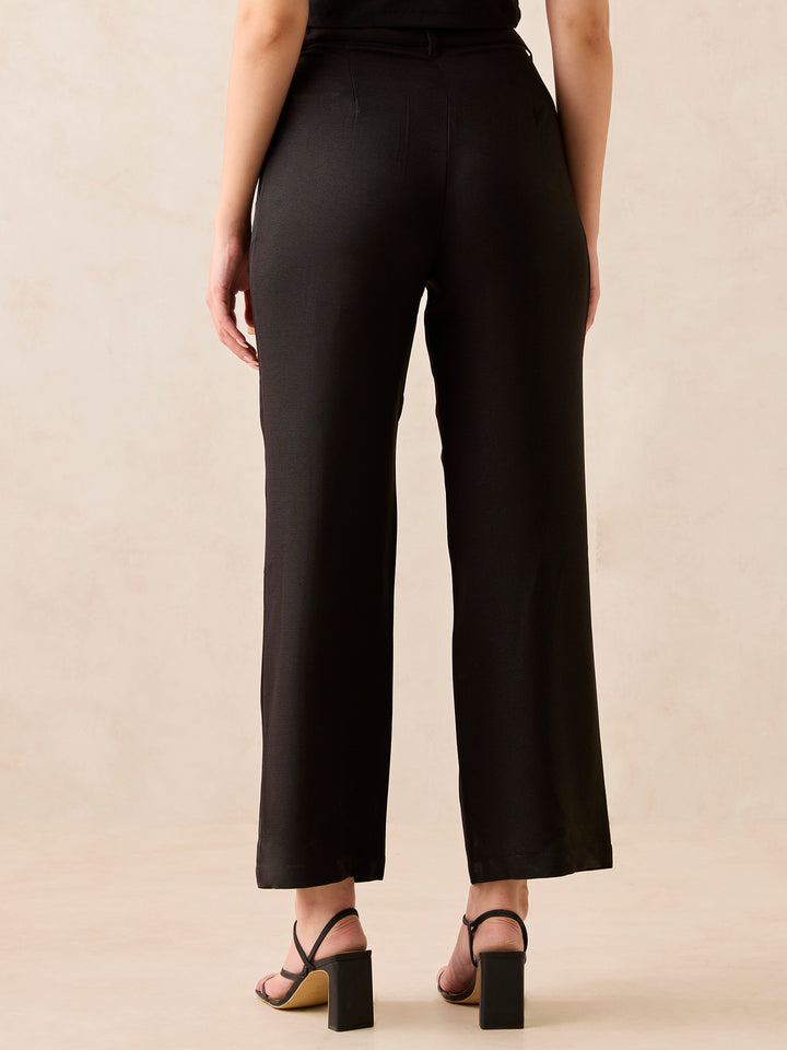 Black High Waisted Wide Leg Trousers