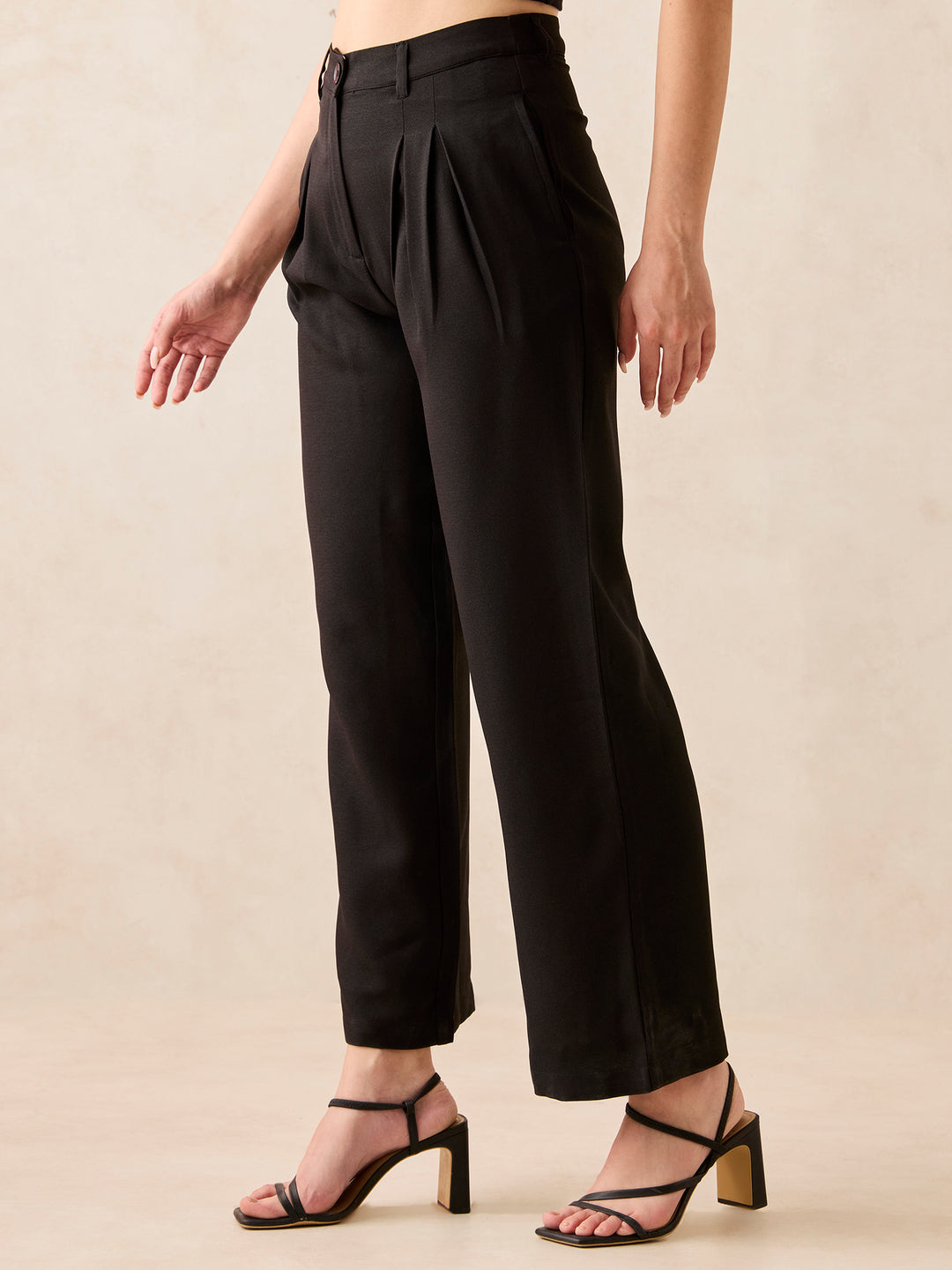 Black High Waisted Wide Leg Trousers