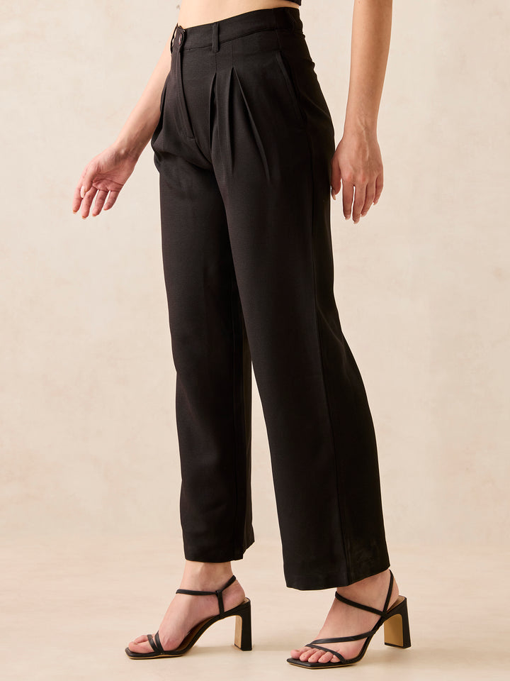 Black High Waisted Wide Leg Trousers