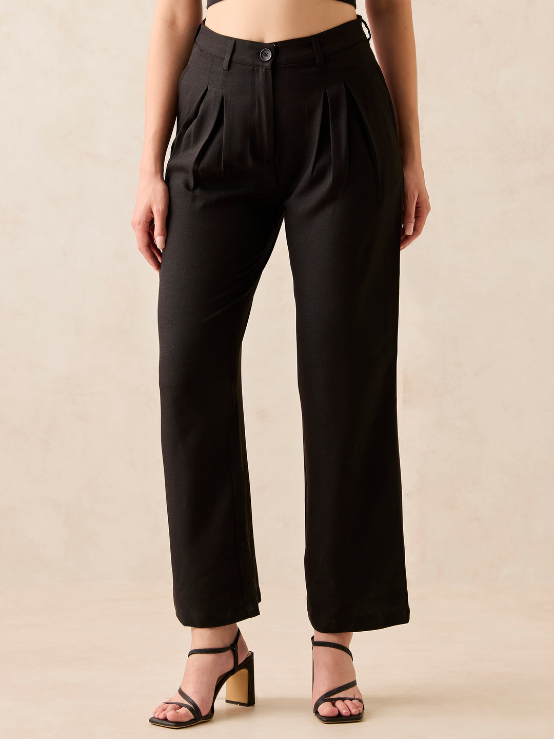 Black High Waisted Wide Leg Trousers