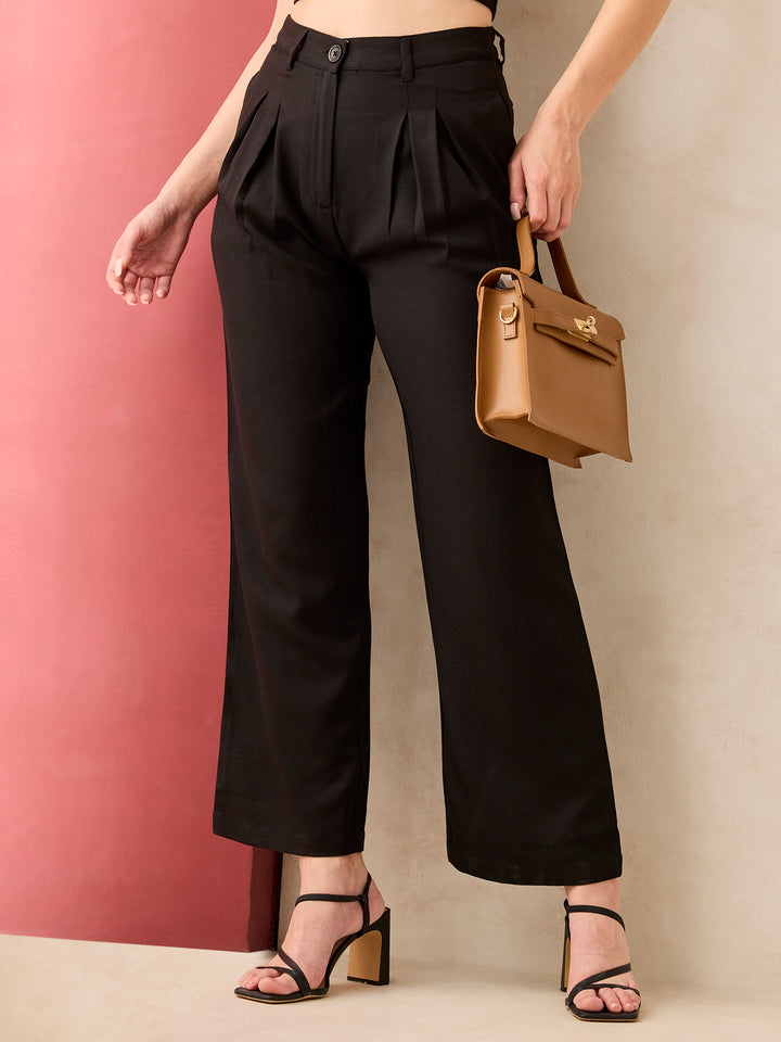 Black High Waisted Wide Leg Trousers
