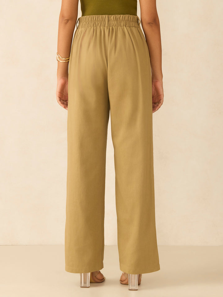 Brown Tapered Fit High-Rise Trouser