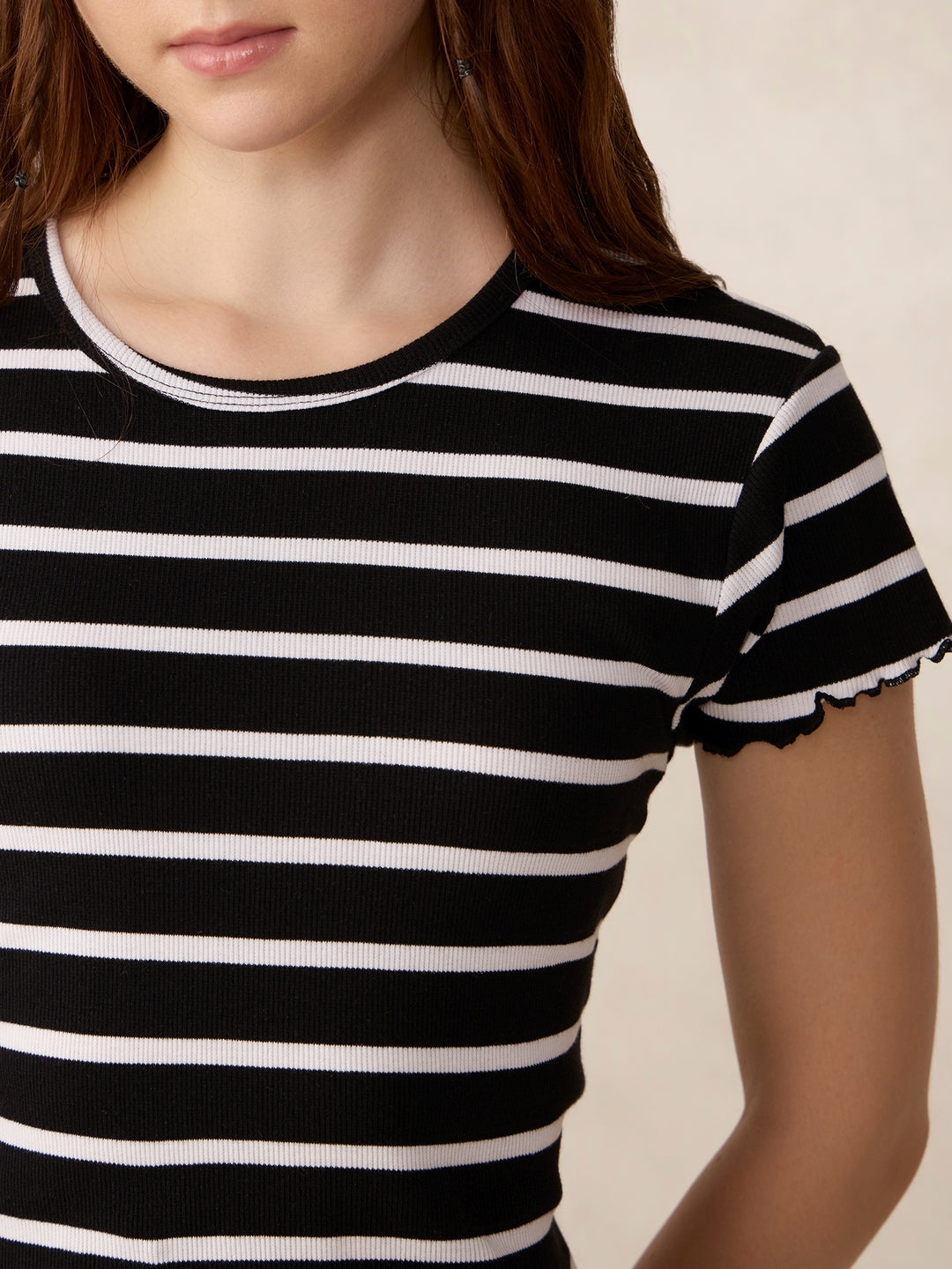 Black Striped Ribbed T-Shirt