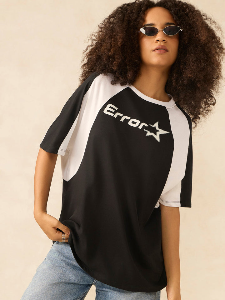 Black Oversized Graphic Print T-Shirt