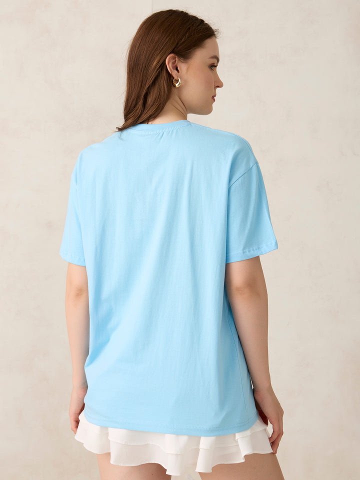 Blue Graphic Oversized T-Shirt