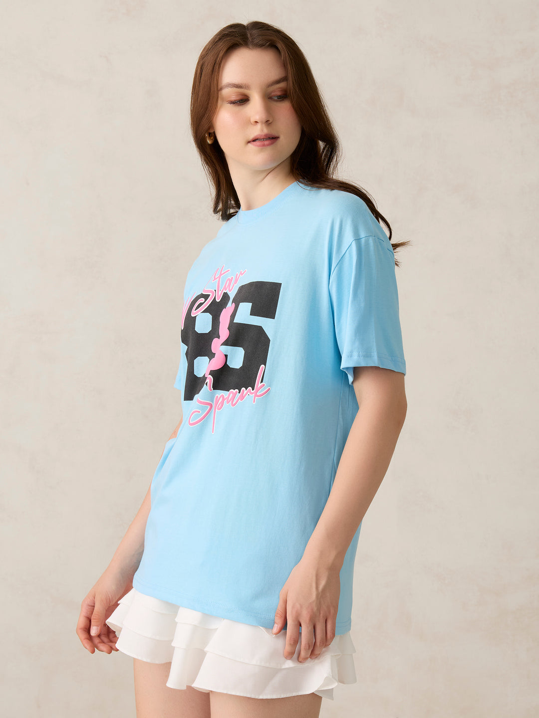 Blue Graphic Oversized T-Shirt