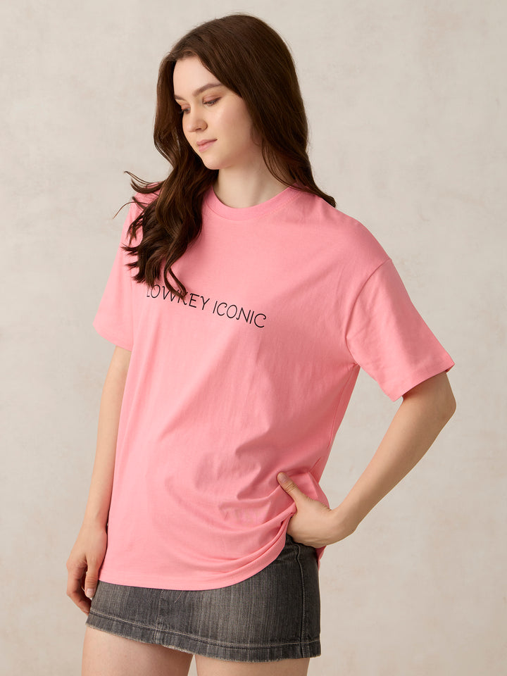 Pink Graphic Oversized T-Shirt