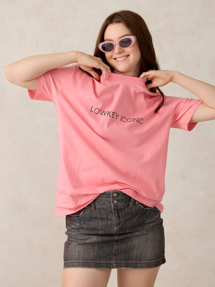Pink Graphic Oversized T-Shirt