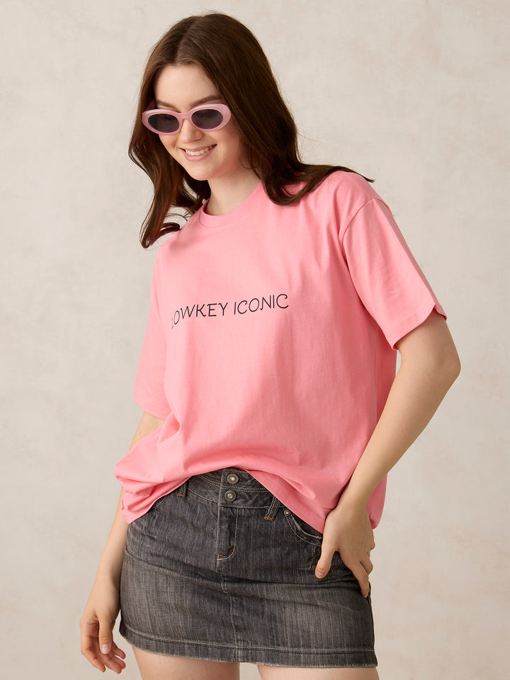 Pink Graphic Oversized T-Shirt