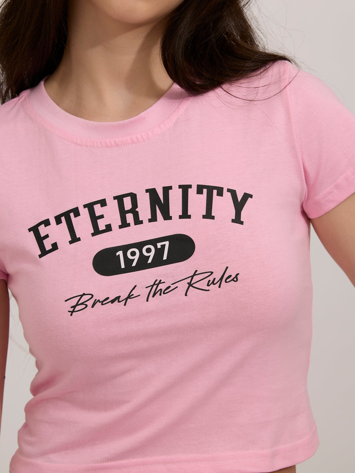 Pink Graphic Cropped T-Shirt