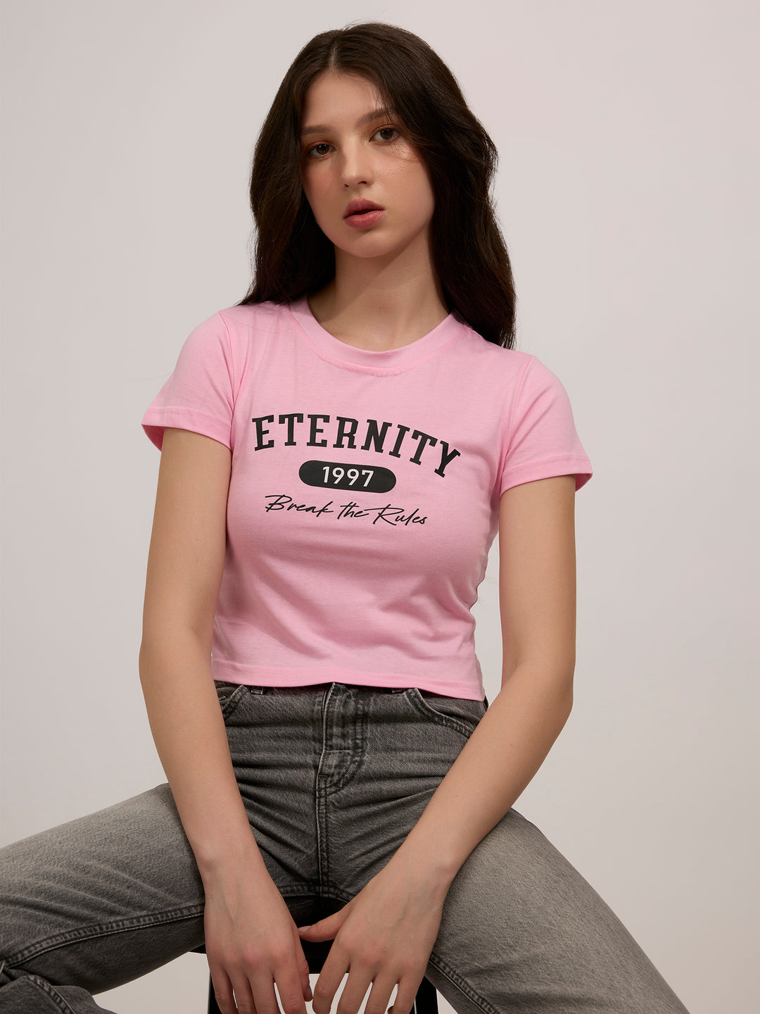 Pink Graphic Cropped T-Shirt