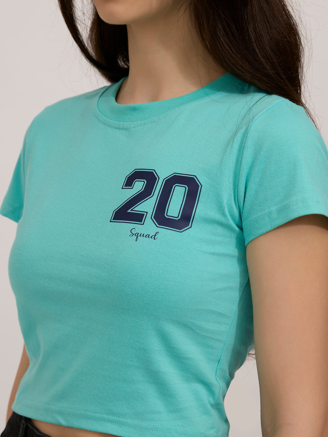Blue Graphic Cropped T-Shirt