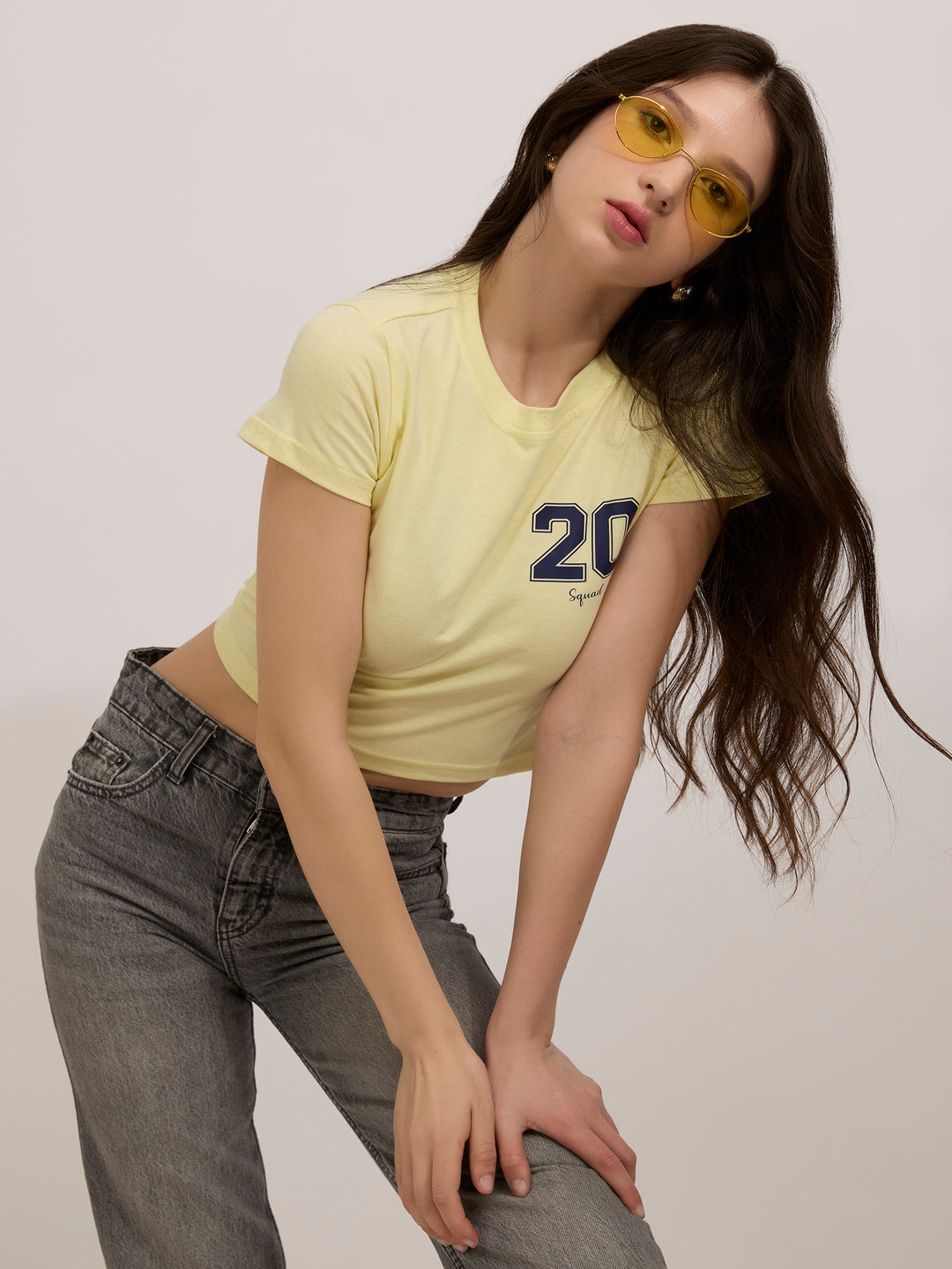 Yellow Graphic Cropped T-Shirt