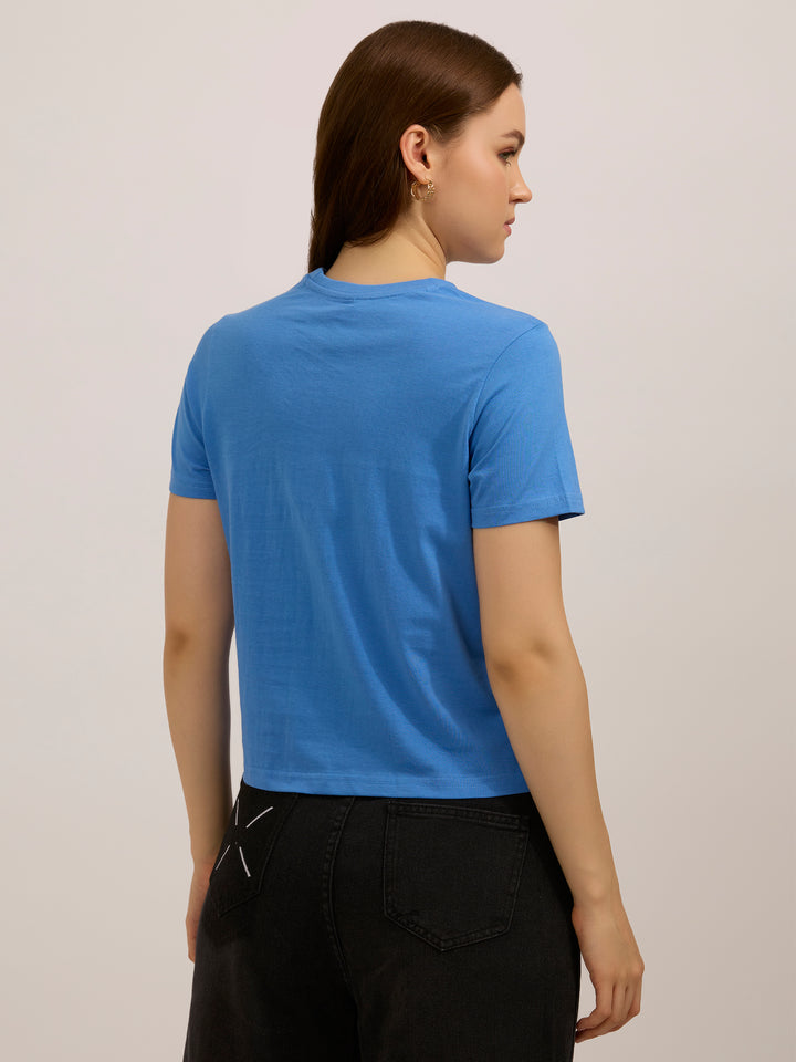 Light Blue Graphic Regular T-Shirt