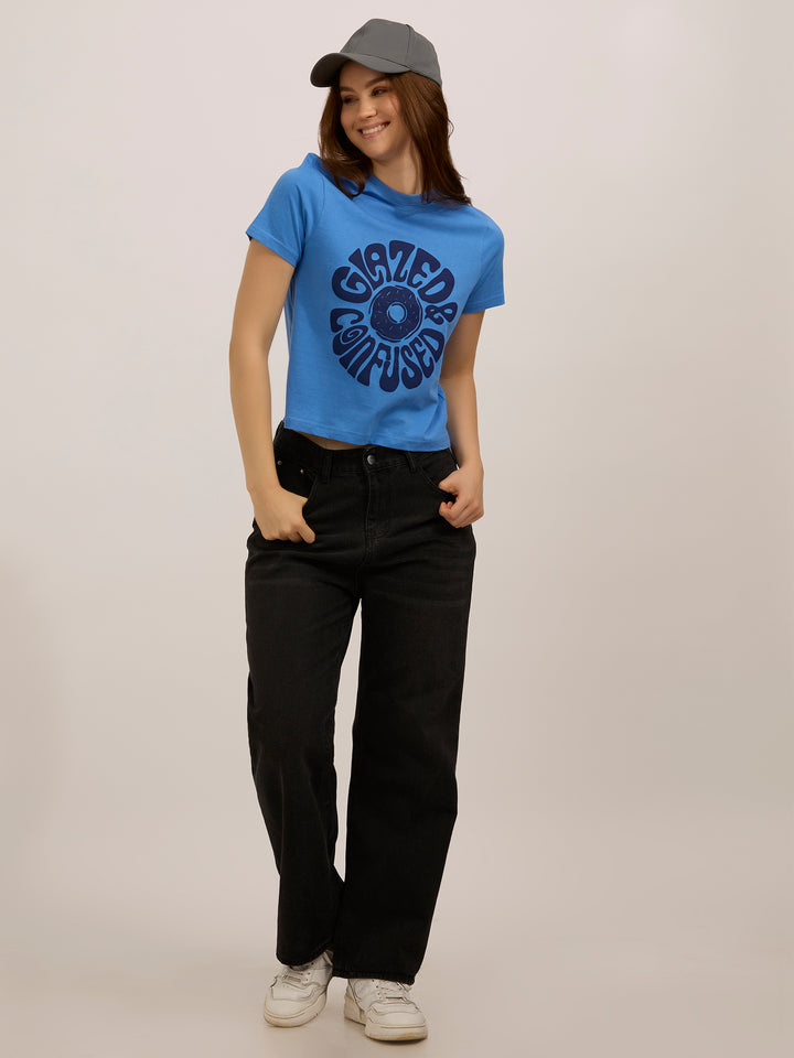 Light Blue Graphic Regular T-Shirt