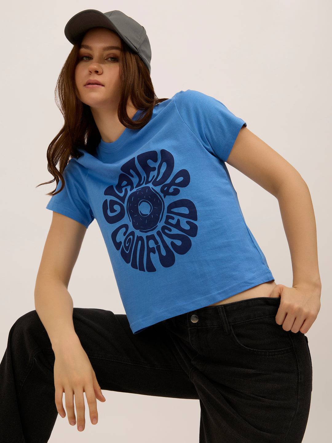 Light Blue Graphic Regular T-Shirt