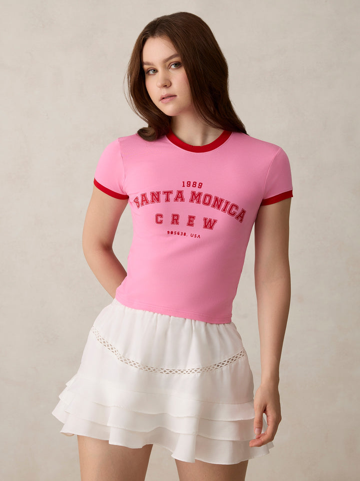 Pink Graphic Cropped T-Shirt