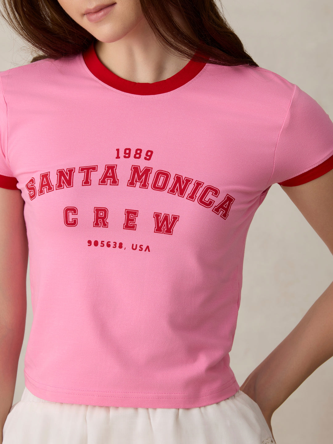 Pink Graphic Cropped T-Shirt