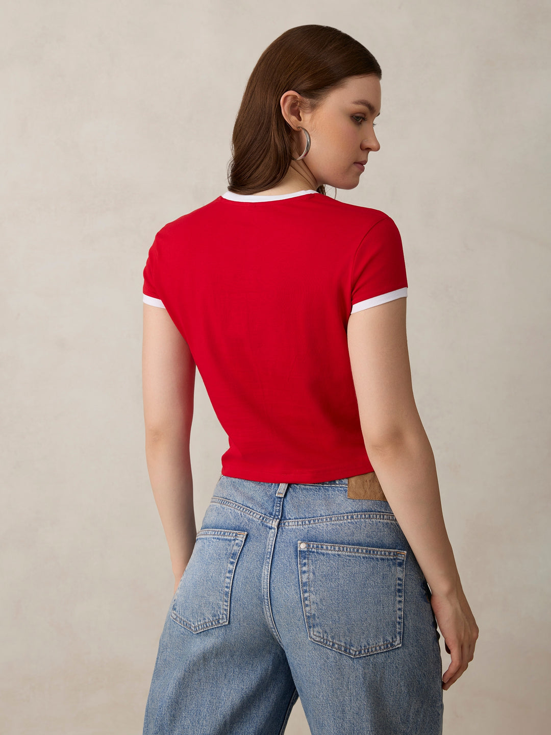 Red Graphic Cropped T-Shirt