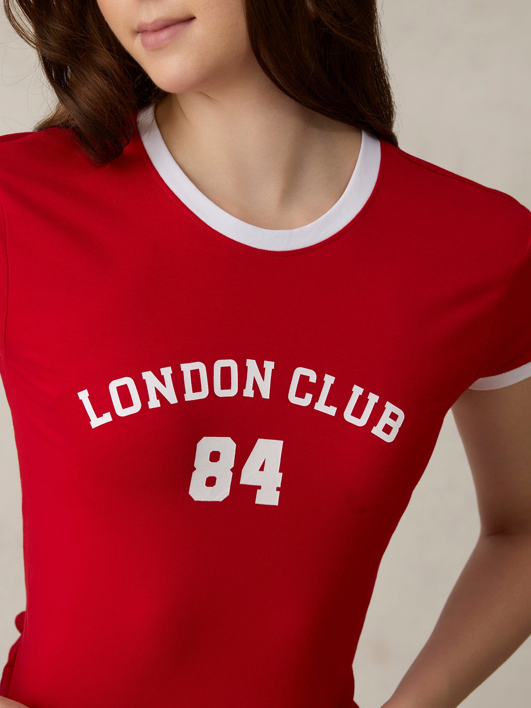 Red Graphic Cropped T-Shirt