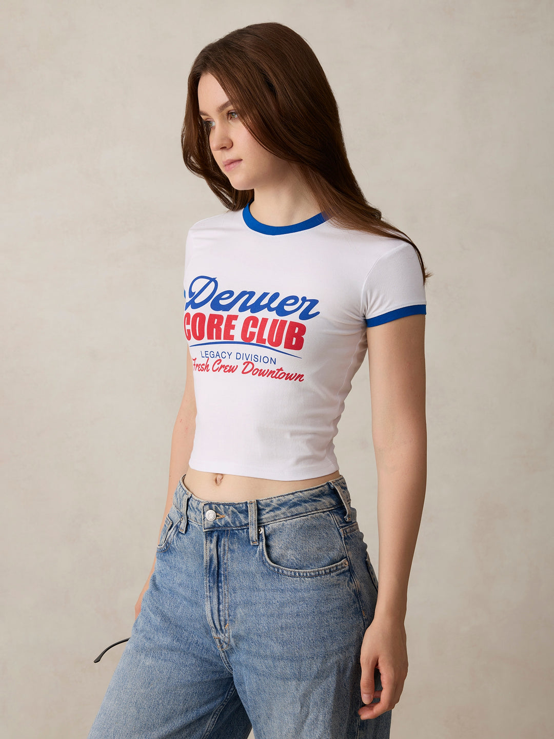 White Graphic Cropped T-Shirt