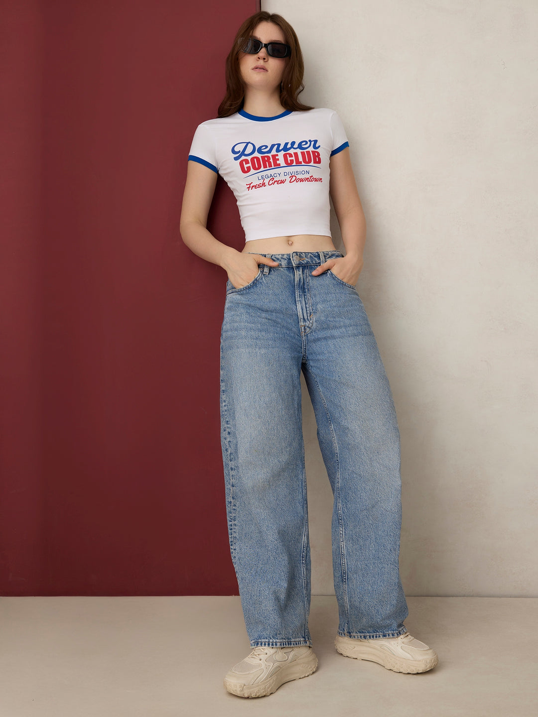 White Graphic Cropped T-Shirt
