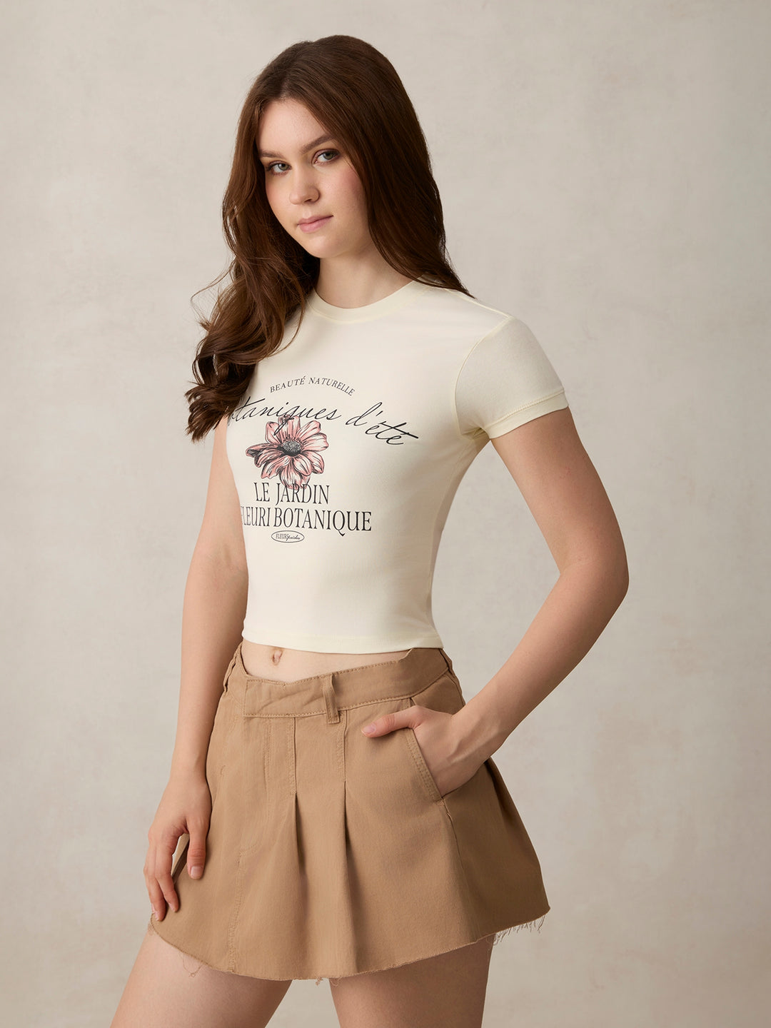 Off White Graphic Cropped T-Shirt