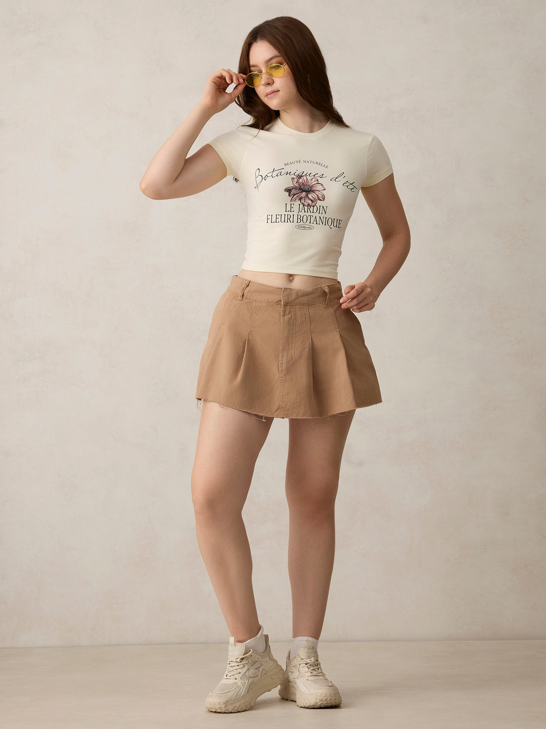Off White Graphic Cropped T-Shirt