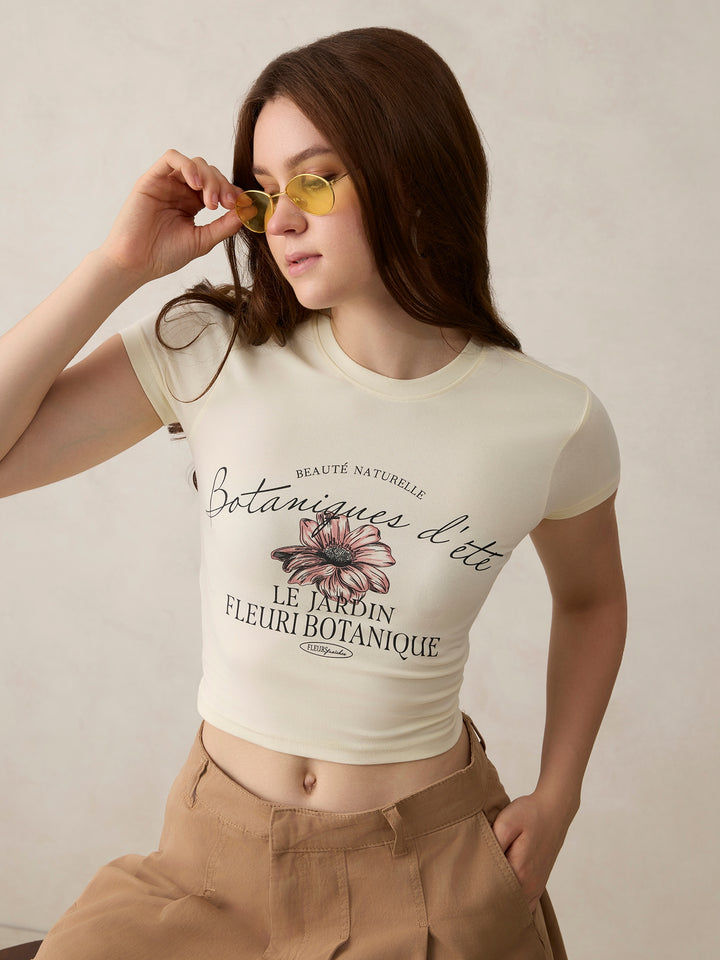 Off White Graphic Cropped T-Shirt