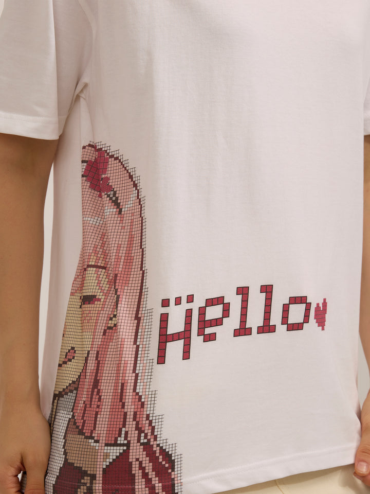 White Oversized Graphic Tshirt