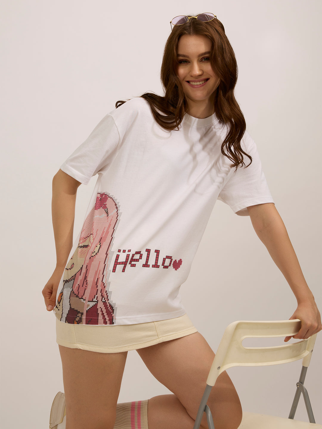 White Oversized Graphic Tshirt