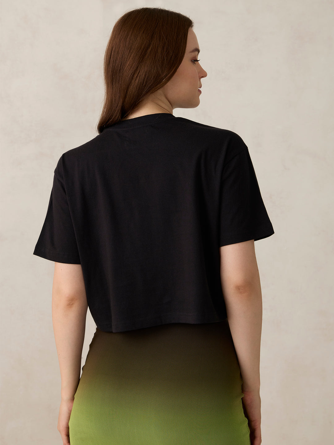 Black Graphic Cropped T-Shirt