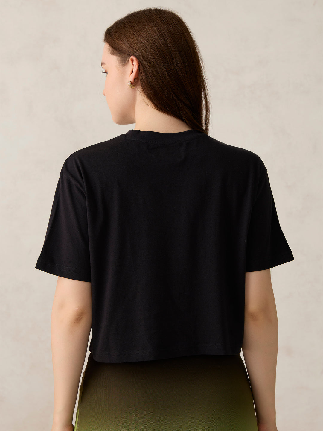 Black Graphic Cropped T-Shirt