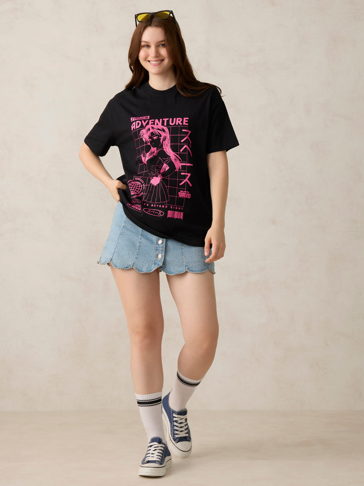 Black Graphic Oversized T-Shirt