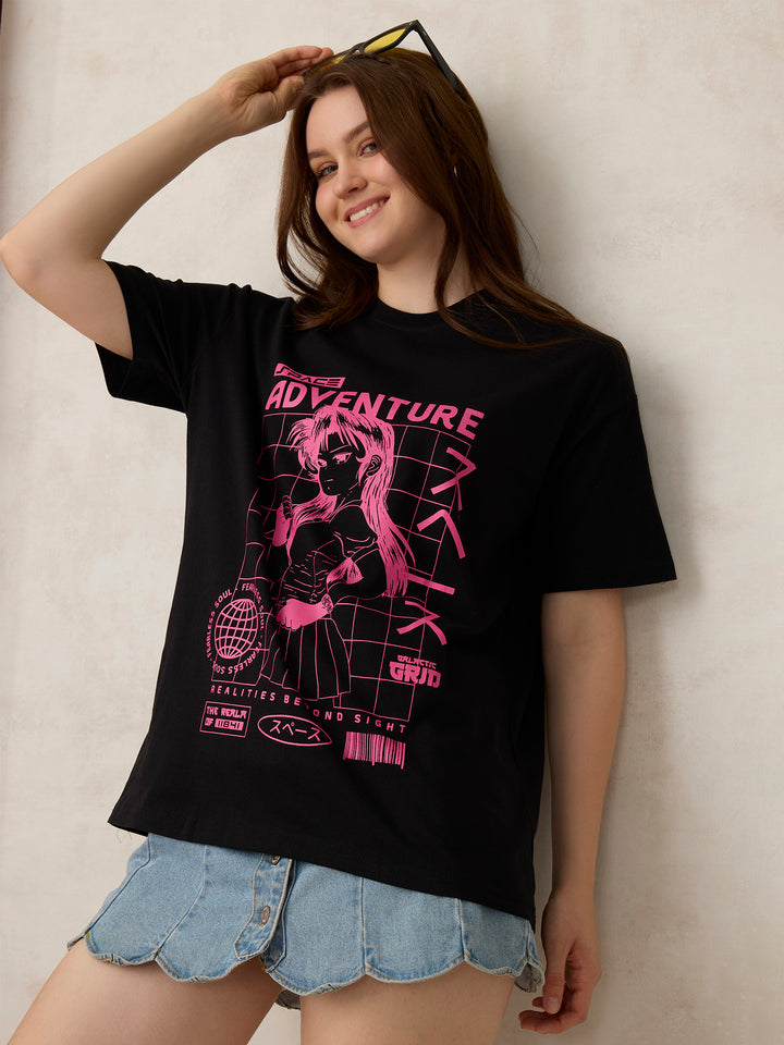 Black Graphic Oversized T-Shirt