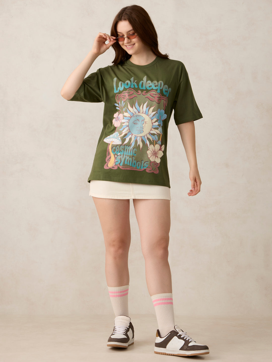 Olive Graphic Oversized T-Shirt