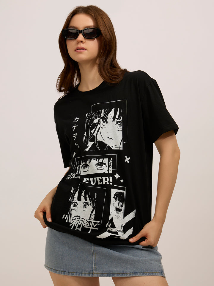 Black Graphic Oversized T-Shirt