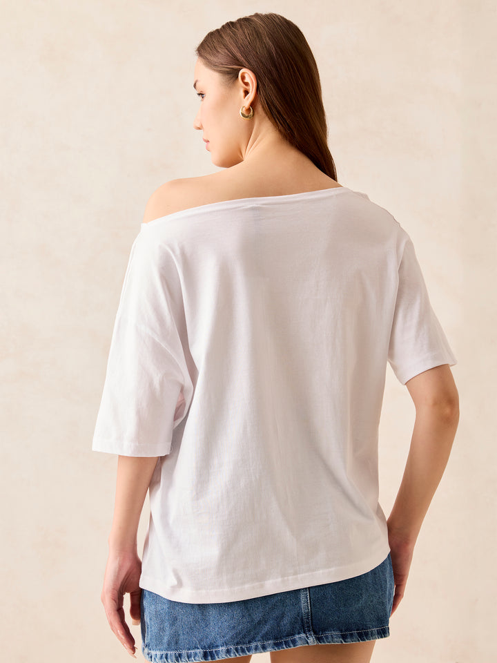 White Graphic Oversized T-Shirt