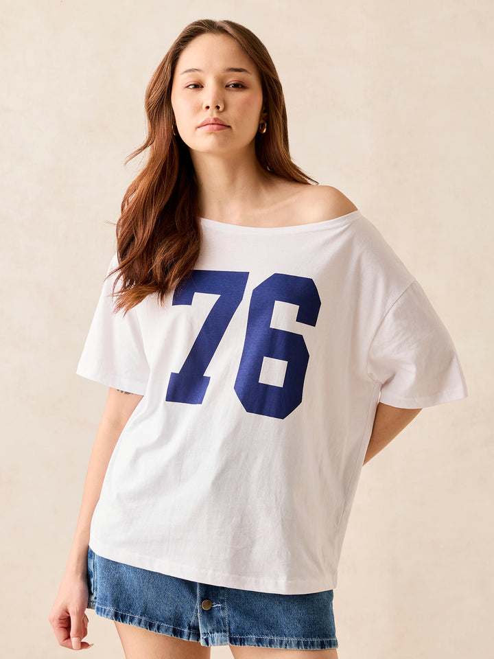 White Graphic Oversized T-Shirt