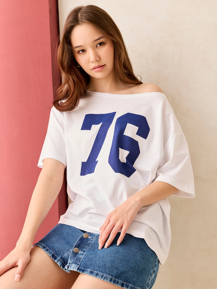 White Graphic Oversized T-Shirt