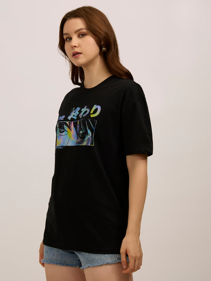 Black Oversized Graphic Tshirt