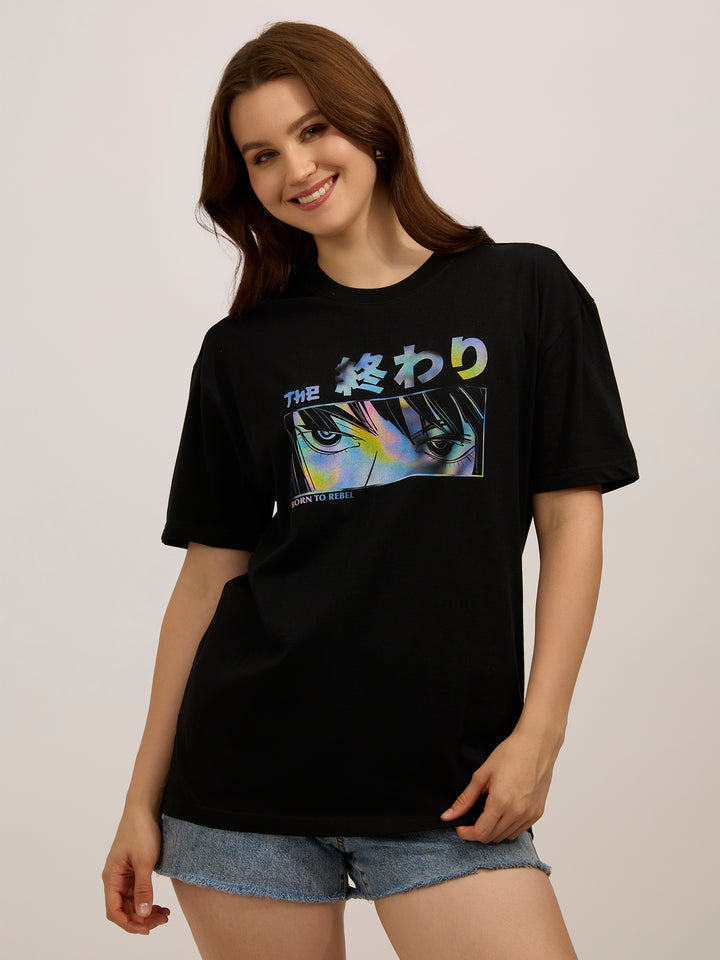 Black Oversized Graphic Tshirt