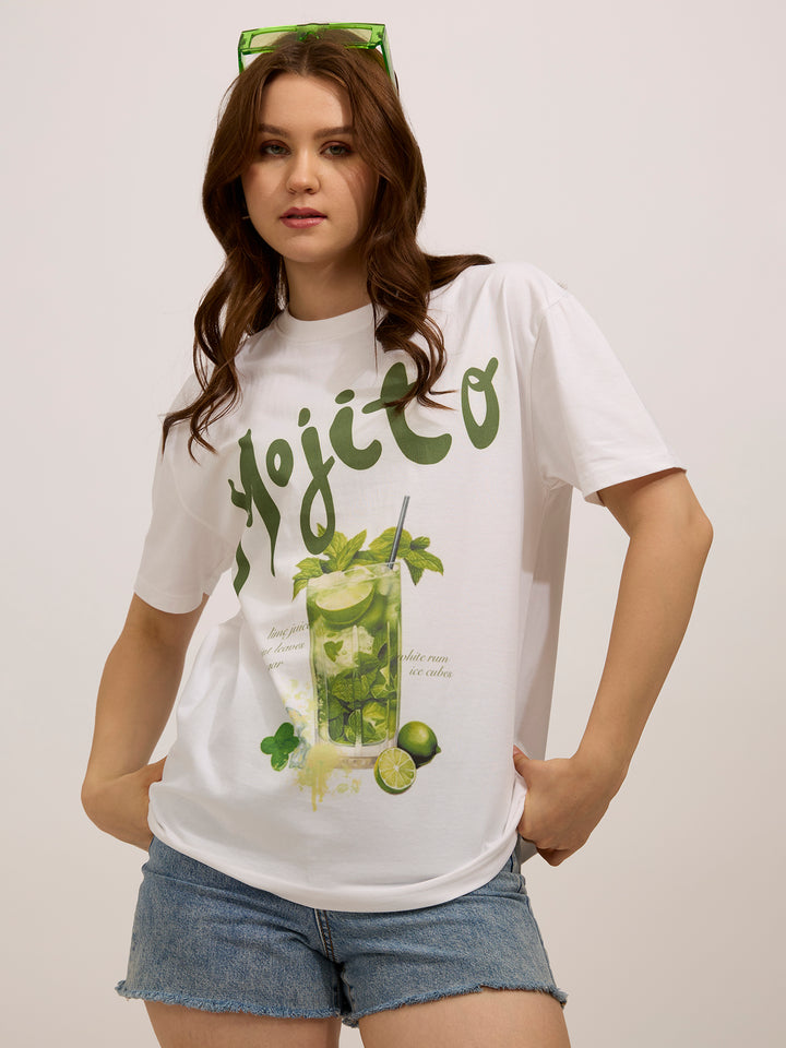 White Oversized Graphic T-Shirt