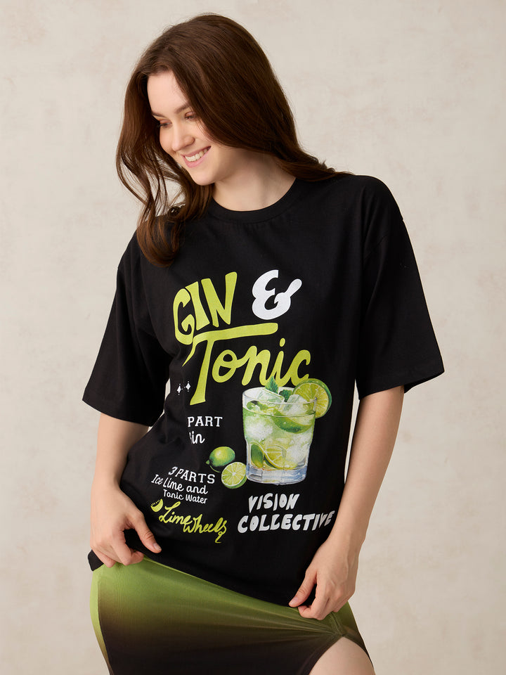 Black Oversized Graphic T-Shirt