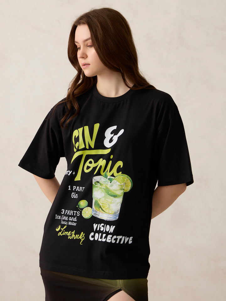 Black Oversized Graphic T-Shirt