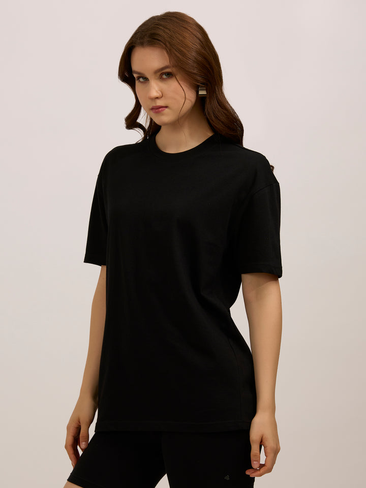 Black Cropped Graphic T-Shirt