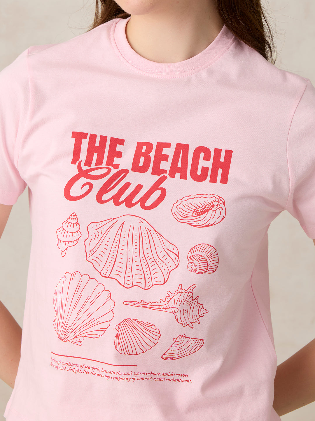 Pink Crew Neck Graphic T-Shirt