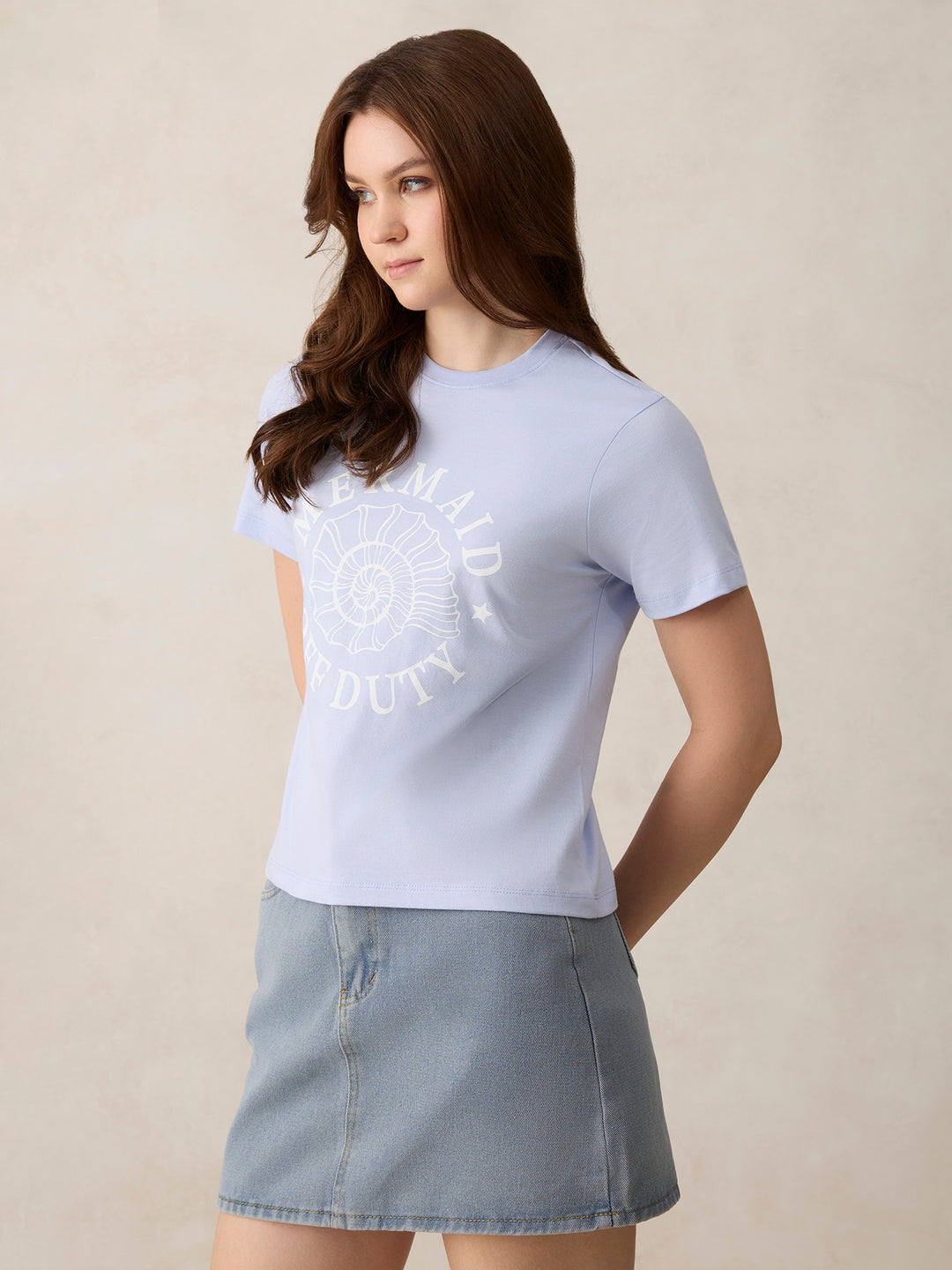 Purple Crew Neck Graphic T-Shirt